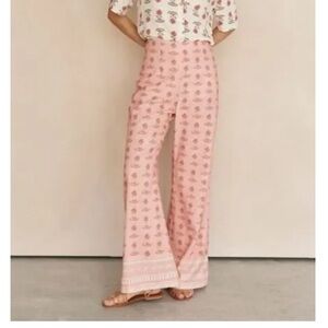 Verge Girl Blush Pink Printed High-Waist Wide-Leg Pants